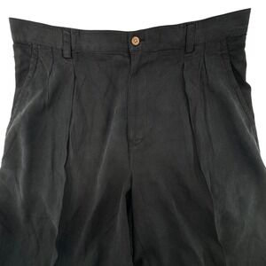 Tommy Bahama Silk Shorts Men 35 Black Pleated‎ Herringbone Island Bermuda Resort